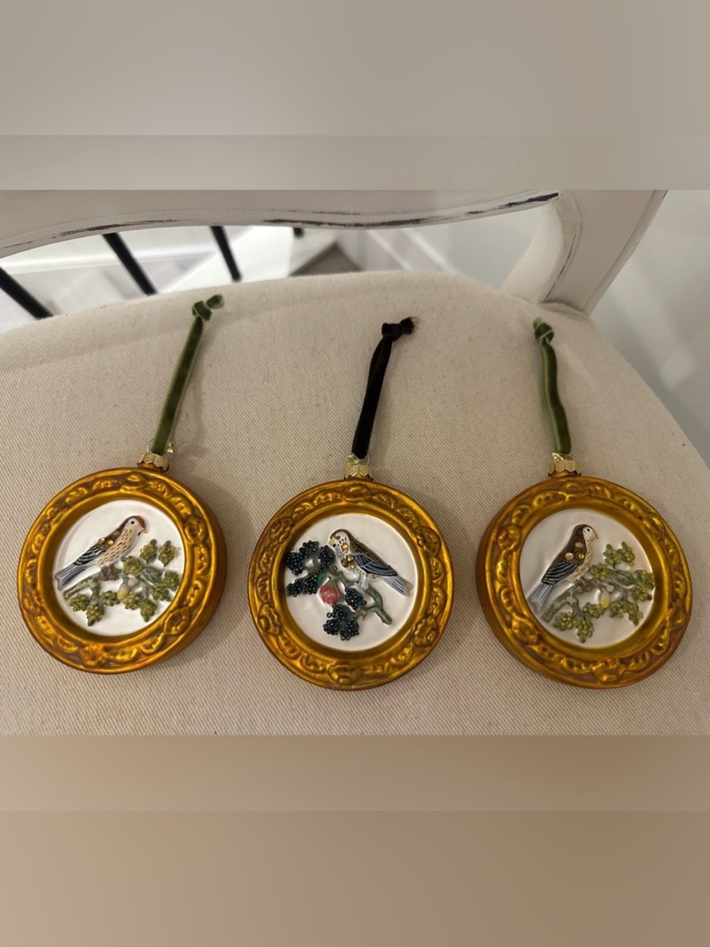 NWT Anthropologie Home Set of Three Gold Bird Christmas Ornaments - Picture 5 of 5